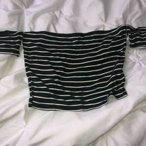 Striped shoulder top